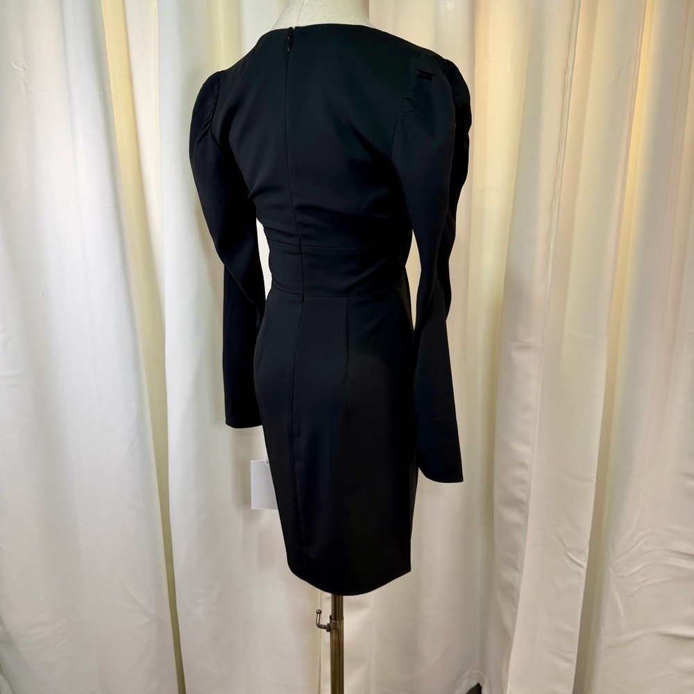 NWT Amanda Uprichard ‘Analeigh’ Shirred Black Faux-Wrap Mini Dress Size XS - Picture 10 of 13